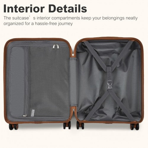 KSK2484 - Kono 28 Inch Expandable Lightweight Hard Shell ABS+PC Check-In Suitcase with TSA Lock Ideal for Extended Trips and Secure Travel - Grey And Brown | Neil's Luggage Store