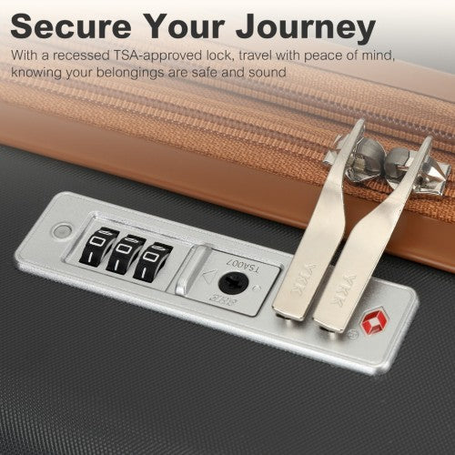 KSK2484 - Kono 28 Inch Expandable Lightweight Hard Shell ABS+PC Check-In Suitcase with TSA Lock Ideal for Extended Trips and Secure Travel - Grey And Brown | Neil's Luggage Store