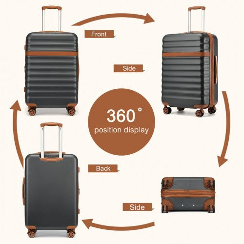 KSK2484 - Kono 28 Inch Expandable Lightweight Hard Shell ABS+PC Check-In Suitcase with TSA Lock Ideal for Extended Trips and Secure Travel - Grey And Brown | Neil's Luggage Store