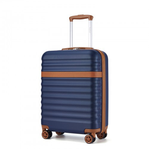 Kono 20 Inch Hard Shell Cabin Carry On Suitcase With TSA Lock Navy Brown | Neil's Luggage Store