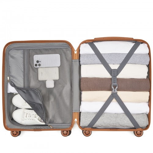 Kono 20 Inch Hard Shell Cabin Carry On Suitcase With TSA Lock Navy Brown | Neil's Luggage Store
