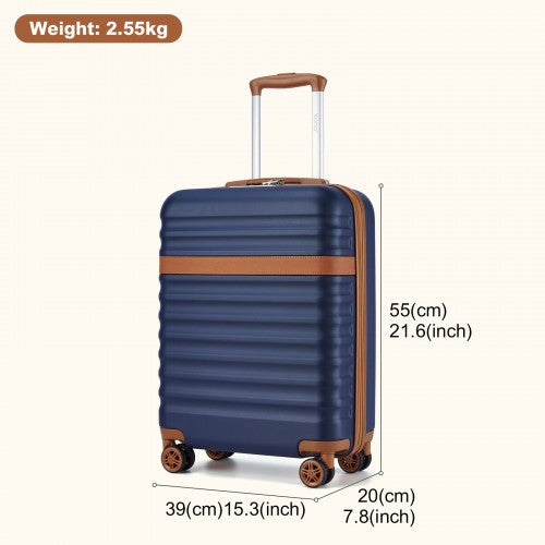 Kono 20 Inch Hard Shell Cabin Carry On Suitcase With TSA Lock Navy Brown | Neil's Luggage Store