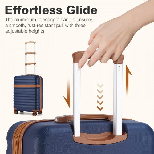 Kono 20 Inch Hard Shell Cabin Carry On Suitcase With TSA Lock Navy Brown | Neil's Luggage Store