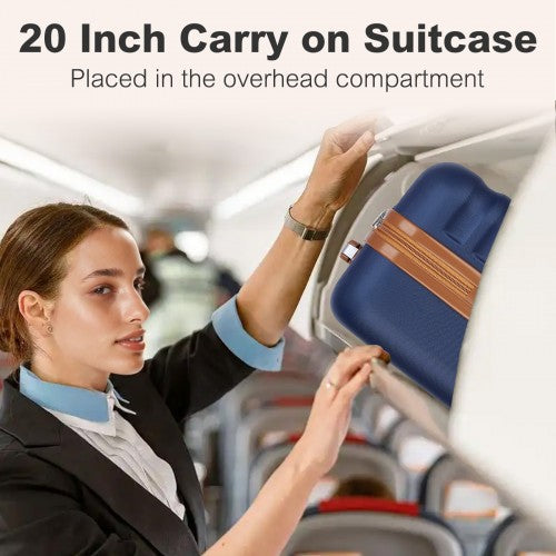 Kono 20 Inch Hard Shell Cabin Carry On Suitcase With TSA Lock Navy Brown | Neil's Luggage Store