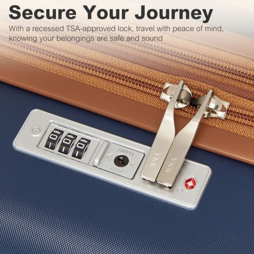 Kono 20 Inch Hard Shell Cabin Carry On Suitcase With TSA Lock Navy Brown | Neil's Luggage Store