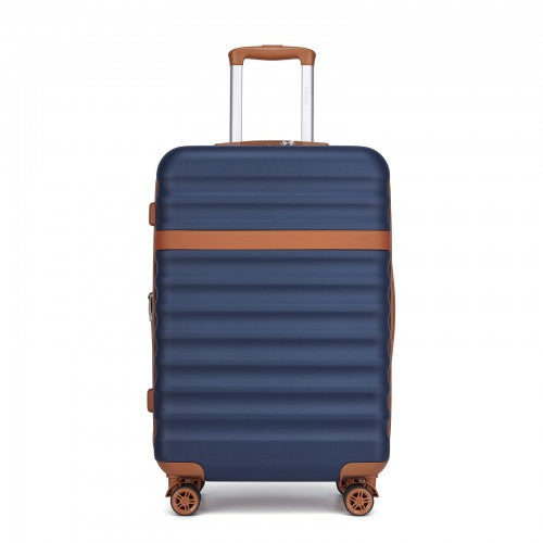 KSK2484 - Kono 24 Inch Expandable Lightweight Hard Shell ABS+PC Check-In Suitcase with TSA Lock Ideal for Extended Trips and Secure Travel - Navy And Brown | Neil's Luggage Store