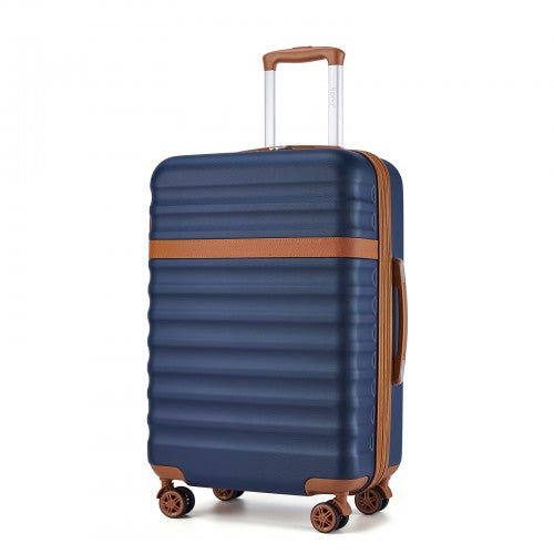 KSK2484 - Kono 3-Piece Expandable Luggage Set 20"/24"/28" Durable Hard Shell ABS+PC Suitcases with TSA Lock for Secure Travel - Navy and Brown | Neil's Luggage Store