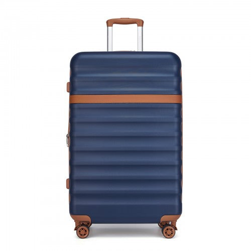 KSK2484 - Kono 28 Inch Expandable Lightweight Hard Shell ABS+PC Check-In Suitcase with TSA Lock Ideal for Extended Trips and Secure Travel - Navy And Brown | Neil's Luggage Store