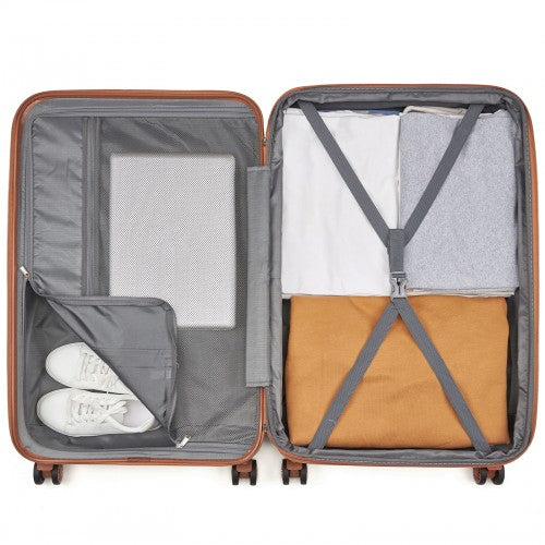 KSK2484 - Kono 28 Inch Expandable Lightweight Hard Shell ABS+PC Check-In Suitcase with TSA Lock Ideal for Extended Trips and Secure Travel - Navy And Brown | Neil's Luggage Store