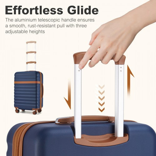 KSK2484 - Kono 28 Inch Expandable Lightweight Hard Shell ABS+PC Check-In Suitcase with TSA Lock Ideal for Extended Trips and Secure Travel - Navy And Brown | Neil's Luggage Store
