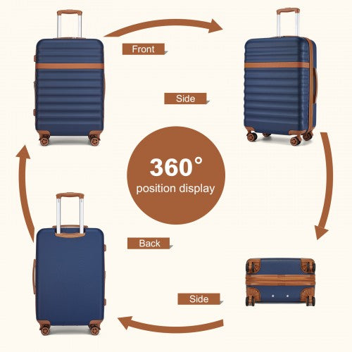 KSK2484 - Kono 28 Inch Expandable Lightweight Hard Shell ABS+PC Check-In Suitcase with TSA Lock Ideal for Extended Trips and Secure Travel - Navy And Brown | Neil's Luggage Store