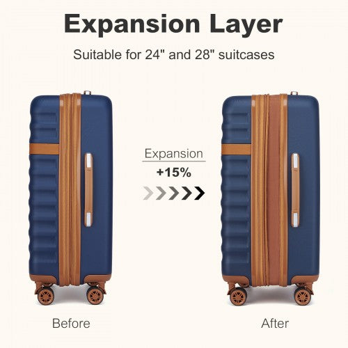 KSK2484 - Kono 28 Inch Expandable Lightweight Hard Shell ABS+PC Check-In Suitcase with TSA Lock Ideal for Extended Trips and Secure Travel - Navy And Brown | Neil's Luggage Store