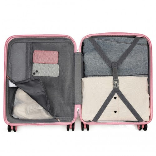 KSK2484 - Kono 20 Inch Stylish Lightweight Hard Shell ABS+PC Cabin Carry-On Suitcase with TSA Lock for Enhanced Security - Pink | Neil's Luggage Store