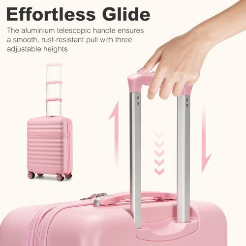 KSK2484 - Kono 20 Inch Stylish Lightweight Hard Shell ABS+PC Cabin Carry-On Suitcase with TSA Lock for Enhanced Security - Pink | Neil's Luggage Store