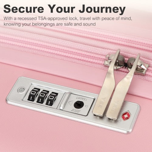 KSK2484 - Kono 20 Inch Stylish Lightweight Hard Shell ABS+PC Cabin Carry-On Suitcase with TSA Lock for Enhanced Security - Pink | Neil's Luggage Store