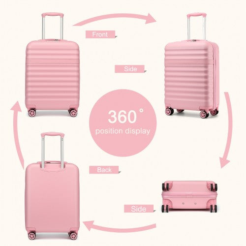 KSK2484 - Kono 20 Inch Stylish Lightweight Hard Shell ABS+PC Cabin Carry-On Suitcase with TSA Lock for Enhanced Security - Pink | Neil's Luggage Store