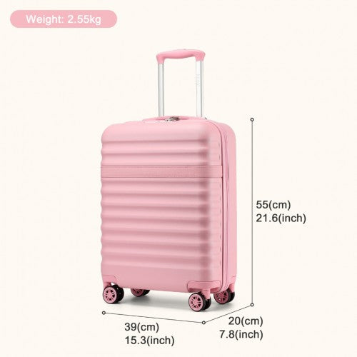 KSK2484 - Kono 20 Inch Stylish Lightweight Hard Shell ABS+PC Cabin Carry-On Suitcase with TSA Lock for Enhanced Security - Pink | Neil's Luggage Store