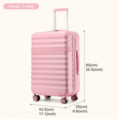 KSK2484 - Kono 24 Inch Expandable Lightweight Hard Shell ABS+PC Check-In Suitcase with TSA Lock Ideal for Extended Trips and Secure Travel - Pink | Neil's Luggage Store