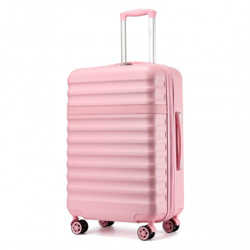 KSK2484 - Kono 24 Inch Expandable Lightweight Hard Shell ABS+PC Check-In Suitcase with TSA Lock Ideal for Extended Trips and Secure Travel - Pink | Neil's Luggage Store