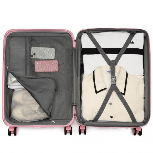 KSK2484 - Kono 24 Inch Expandable Lightweight Hard Shell ABS+PC Check-In Suitcase with TSA Lock Ideal for Extended Trips and Secure Travel - Pink | Neil's Luggage Store