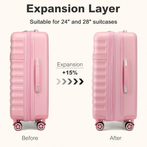 KSK2484 - Kono 28 Inch Expandable Lightweight Hard Shell ABS+PC Check-In Suitcase with TSA Lock Ideal for Extended Trips and Secure Travel - Pink | Neil's Luggage Store