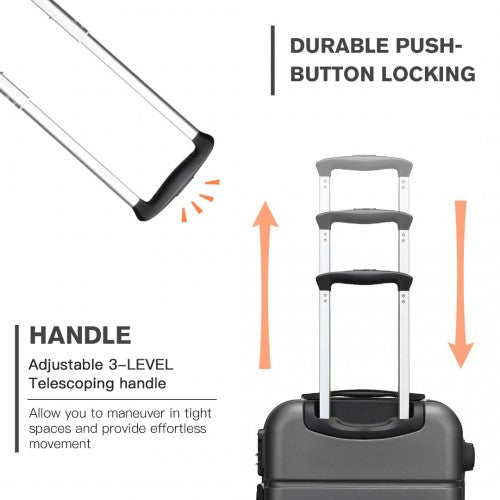 KSK2485 - Kono 20 Inch Premium ABS Cabin Carry-On Suitcase with Secure Combination Lock for Effortless Travel - Grey and black | Neil's Luggage Store