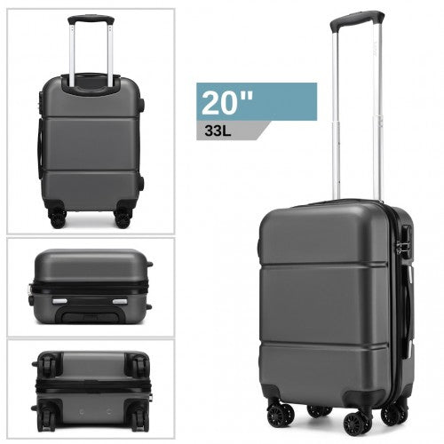 KSK2485 - Kono 20 Inch Premium ABS Cabin Carry-On Suitcase with Secure Combination Lock for Effortless Travel - Grey and black | Neil's Luggage Store