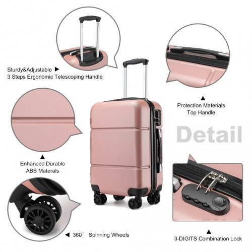 KSK2485 - Kono 20 Inch Premium ABS Cabin Carry-On Suitcase with Secure Combination Lock for Effortless Travel - Nude and Black | Neil's Luggage Store
