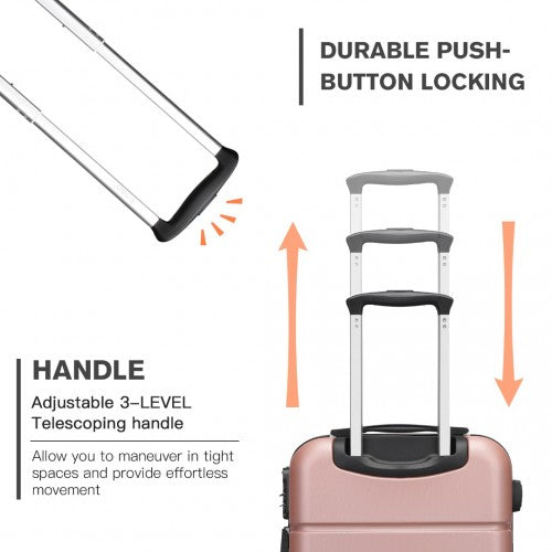 KSK2485 - Kono 20 Inch Premium ABS Cabin Carry-On Suitcase with Secure Combination Lock for Effortless Travel - Nude and Black | Neil's Luggage Store
