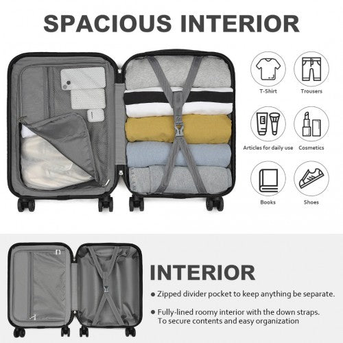 KSK2485 - Kono 20 Inch Premium ABS Cabin Carry-On Suitcase with Secure Combination Lock for Effortless Travel - Nude and Black | Neil's Luggage Store