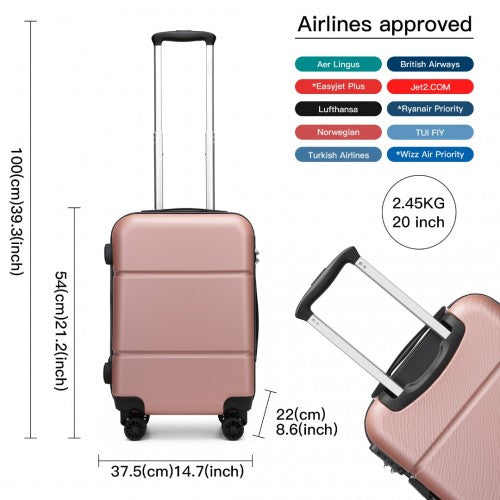 KSK2485 - Kono 20 Inch Premium ABS Cabin Carry-On Suitcase with Secure Combination Lock for Effortless Travel - Nude and Black | Neil's Luggage Store