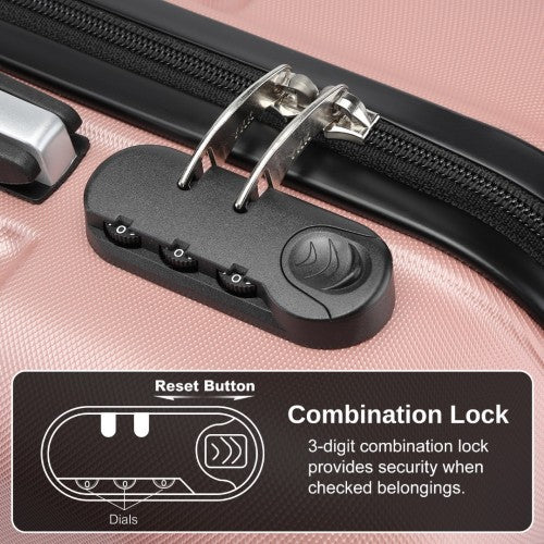 KSK2485 - Kono 20 Inch Premium ABS Cabin Carry-On Suitcase with Secure Combination Lock for Effortless Travel - Nude and Black | Neil's Luggage Store