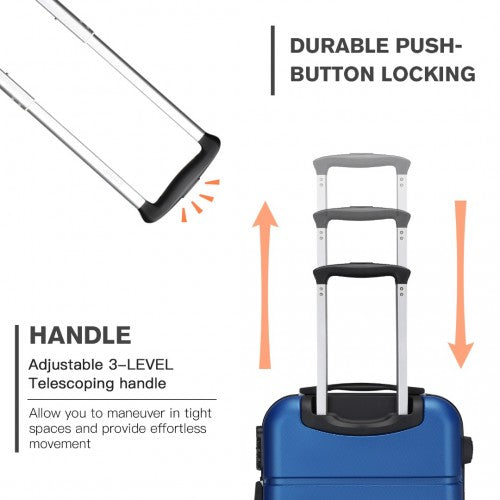 KSK2485 - Kono 20 Inch Premium ABS Cabin Carry-On Suitcase with Secure Combination Lock for Effortless Travel - Navy and Black | Neil's Luggage Store