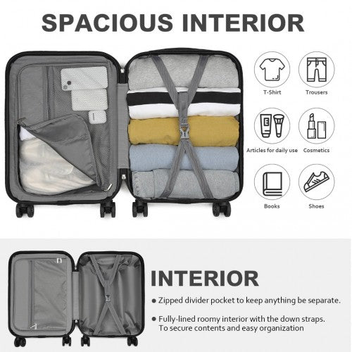KSK2485 - Kono 20 Inch Premium ABS Cabin Carry-On Suitcase with Secure Combination Lock for Effortless Travel - Navy and Black | Neil's Luggage Store