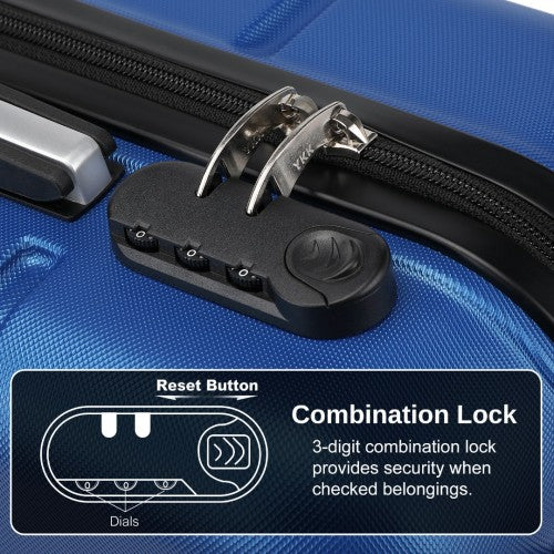 KSK2485 - Kono 20 Inch Premium ABS Cabin Carry-On Suitcase with Secure Combination Lock for Effortless Travel - Navy and Black | Neil's Luggage Store