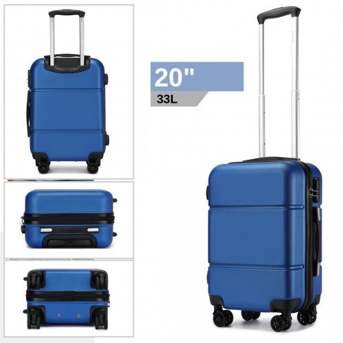 KSK2485 - Kono 20 Inch Premium ABS Cabin Carry-On Suitcase with Secure Combination Lock for Effortless Travel - Navy and Black | Neil's Luggage Store