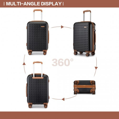 KSK2486 - Kono Stylish ABS+PC 28 Inch Polka Dot Hard Shell Suitcase With TSA Lock - Black And Brown | Neil's Luggage Store