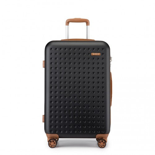 KSK2486 - Kono Stylish ABS+PC 24 Inch Polka Dot Hard Shell Suitcase With TSA Lock - Black And Brown | Neil's Luggage Store