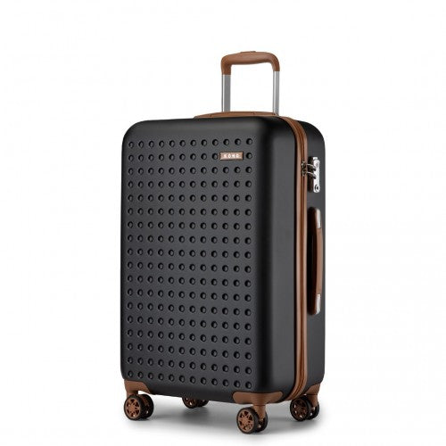 KSK2486 - Kono Stylish ABS+PC 24 Inch Polka Dot Hard Shell Suitcase With TSA Lock - Black And Brown | Neil's Luggage Store
