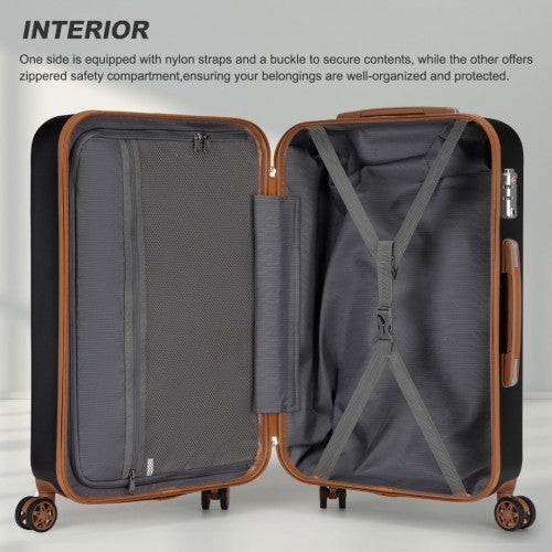 KSK2486 - Kono Stylish ABS+PC 28 Inch Polka Dot Hard Shell Suitcase With TSA Lock - Black And Brown | Neil's Luggage Store