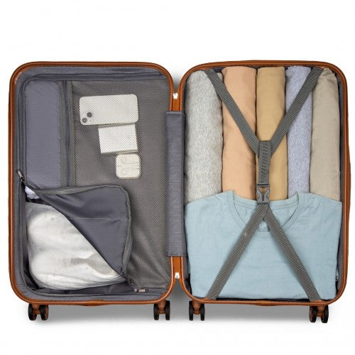 Kono Polka Dot ABS PC Hard Shell Vanity Case Set With TSA Lock Black Brown | Neil's Luggage Store