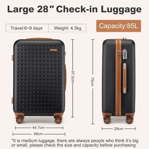 Kono Polka Dot ABS PC Hard Shell Vanity Case Set With TSA Lock Black Brown | Neil's Luggage Store