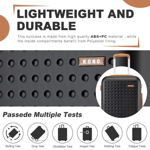 Kono Polka Dot ABS PC Hard Shell Vanity Case Set With TSA Lock Black Brown | Neil's Luggage Store