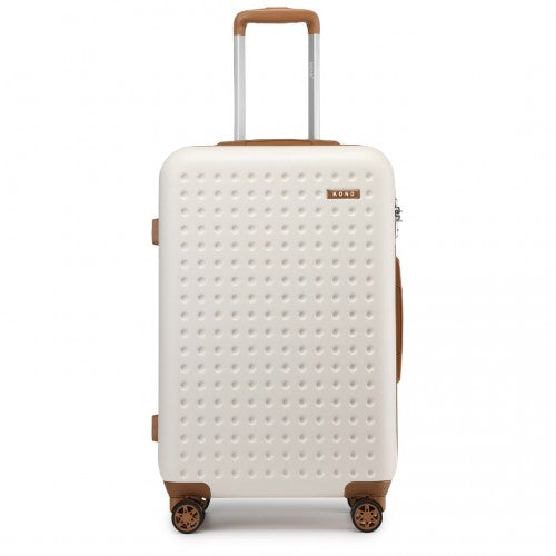 KSK2486 - Kono Stylish ABS+PC 24 Inch Polka Dot Hard Shell Suitcase With TSA Lock - Cream And Brown | Neil's Luggage Store