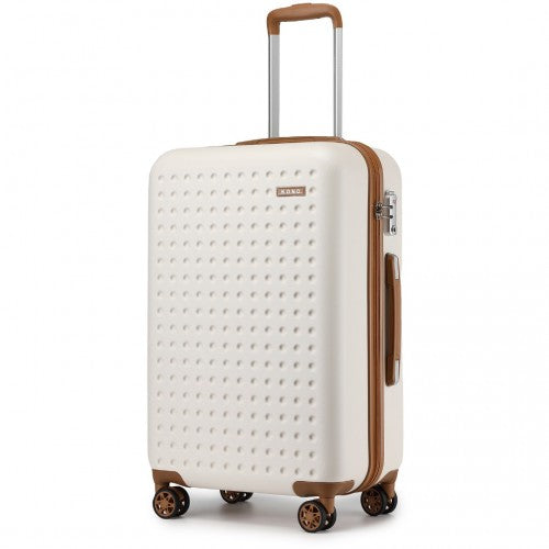KSK2486 - Kono Stylish ABS+PC 28 Inch Polka Dot Hard Shell Suitcase With TSA Lock - Cream And Brown | Neil's Luggage Store