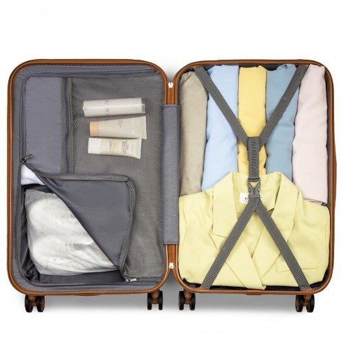 KSK2486 - Kono Stylish ABS+PC 24 Inch Polka Dot Hard Shell Suitcase With TSA Lock - Cream And Brown | Neil's Luggage Store