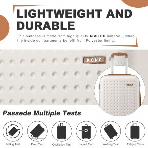 KSK2486 - Kono Stylish ABS+PC 28 Inch Polka Dot Hard Shell Suitcase With TSA Lock - Cream And Brown | Neil's Luggage Store