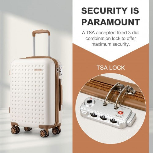 KSK2486 - Kono Stylish ABS+PC 24 Inch Polka Dot Hard Shell Suitcase With TSA Lock - Cream And Brown | Neil's Luggage Store