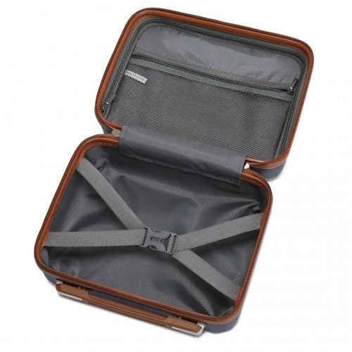 KSK2486 - Kono Stylish ABS+PC 13 Inch Polka Dot Hard Shell Vanity Case - Navy And Brown | Neil's Luggage Store