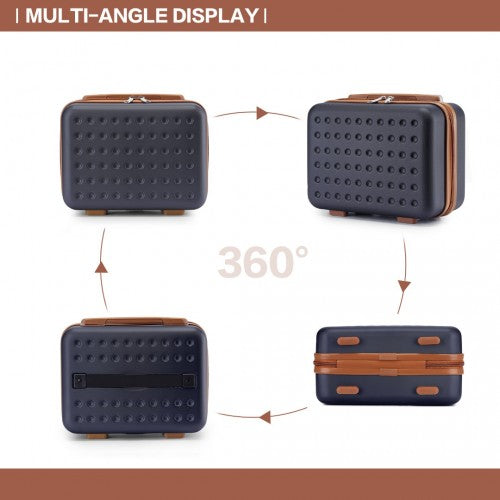 KSK2486 - Kono Stylish ABS+PC 13 Inch Polka Dot Hard Shell Vanity Case - Navy And Brown | Neil's Luggage Store